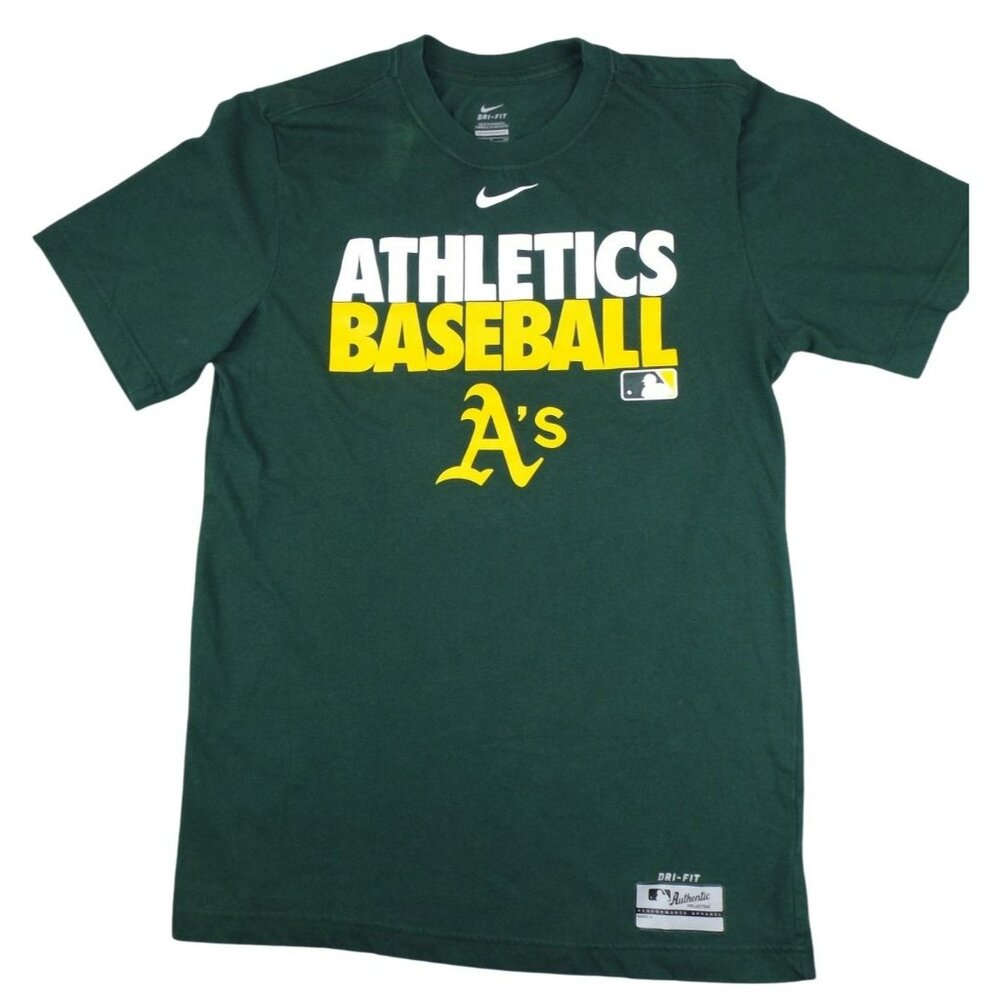 Nike A's Baseball Dri-Fit Green T-Shirt Authentic Collection Unisex Size S JH940